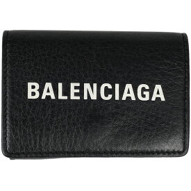 35％OFF 【ラッピング可】バレンシアガ BALENCIAGA エブリデイ 三つ折り 財布 ロゴ 三つ折り財布 レザー ブラック 505055 レディース 【中古】 msp39