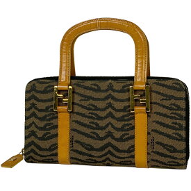 フェンディ FENDI ゼブラ柄 ハンドバッグ 財布 ウォレット ハンドバッグ キャンバス ブラウン 26347 レディース 【中古】