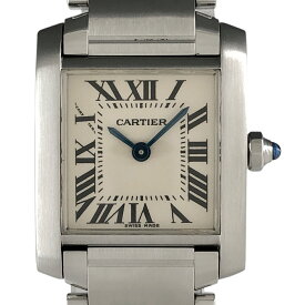 【ラッピング可】 カルティエ CARTIER タンクフランセーズ SM W51008Q3 腕時計 SS クォーツ アイボリー レディース 【中古】