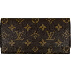 【ラッピング可】ルイ・ヴィトン Louis Vuitton ポルト 円 3 カルト クレディ 札入れ カード入れ 長財布 モノグラム ブラウン M61818 レディース 【中古】