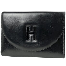 38％OFF エルメス HERMES Hロゴ クラッチバッグ プッシュロック クラッチバッグ レザー ブラック 〇R レディース 【中古】 msp39