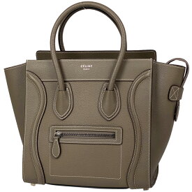 セリーヌ CELINE ラゲージ マイクロショッパー トートバッグ ハンドバッグ レザー グレージュ レディース 【中古】