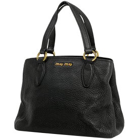 ミュウ ミュウ Miu Miu ロゴ ハンドバッグ 2WAY ショルダーバッグ ハンドバッグ レザー ブラック レディース 【中古】