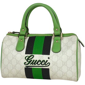 グッチ GUCCI GG柄 ハンドバッグ ジョイライン ミニボストン GGスプリーム ハンドバッグ コーティングキャンバス ホワイト グリーン ブラック 190257 レディース 【中古】