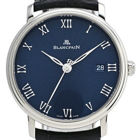【ラッピング可】 ブランパン Blancpain ヴィルレ ウルトラスリム ローマン 6223C-1529-55A 腕時計 WG レザー 自動巻き ブルー メンズ 【中古】