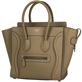 セリーヌ CELINE ラゲージ マイクロショッパー トートバッグ ハンドバッグ レザー ベージュ レディース 【中古】