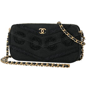 10％OFF シャネル CHANEL ココマーク チェーン ウォレット 長財布 クラッチ ポシェット 2WAY ショルダーバッグ キャンバス ブラック レディース 【中古】 msp29