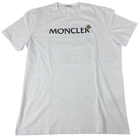 モンクレール MONCLER ロゴ Tシャツ クルーネック トップス 半袖Tシャツ 綿 ホワイト メンズ 【中古】