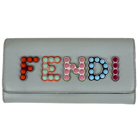 11％OFF 【ラッピング可】フェンディ FENDI ロゴ チェーン ウォレット スタッズ マルチカラー ショルダーバッグ 長財布 レザー グレー レディース 【中古】 msp29