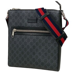 グッチ GUCCI GG柄 ショルダーバッグ GGスプリーム シェリーライン ウェブ ショルダーバッグ コーティングキャンバス ブラック 474137 メンズ 【中古】