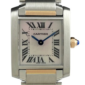 【ラッピング可】 カルティエ CARTIER タンクフランセーズ SM W51027Q4 腕時計 SS PG クォーツ ピンク レディース 【中古】