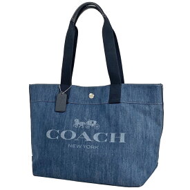 コーチ COACH ロゴ トートバッグ ショルダーバッグ ハンドバッグ デニム トートバッグ キャンバス ネイビー F67415 レディース 【中古】