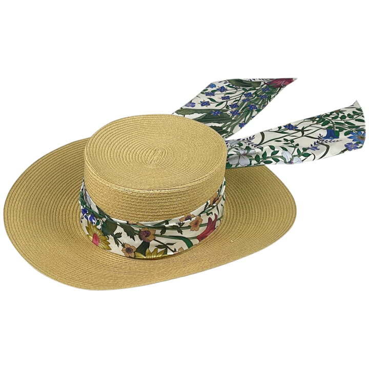 楽天市場】グッチ GUCCI 花柄リボン ハット 麦わら帽子 カンカン帽 
