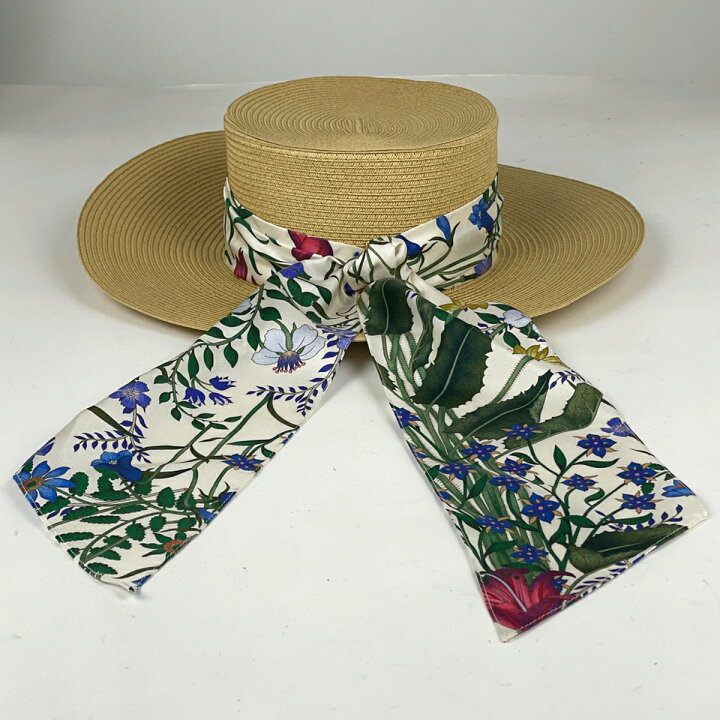 楽天市場】グッチ GUCCI 花柄リボン ハット 麦わら帽子 カンカン帽 