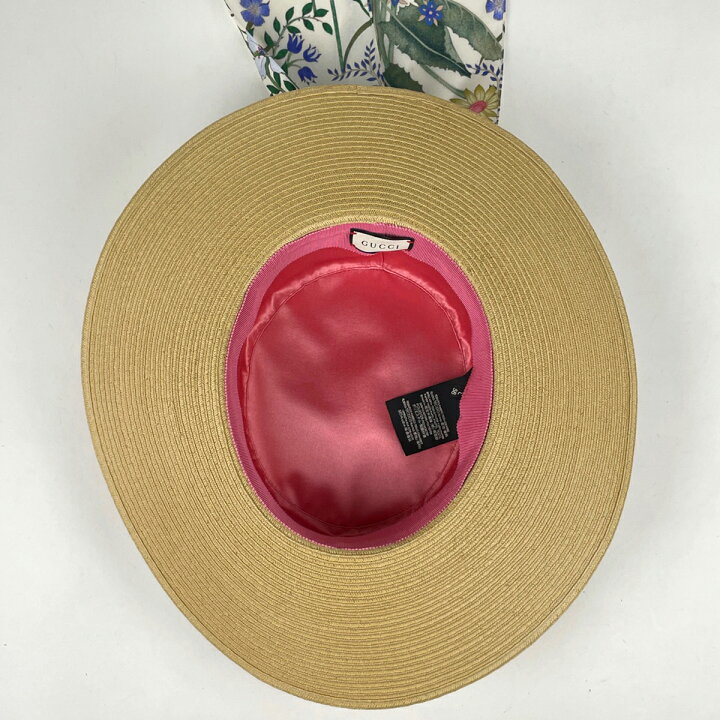 楽天市場】グッチ GUCCI 花柄リボン ハット 麦わら帽子 カンカン帽 