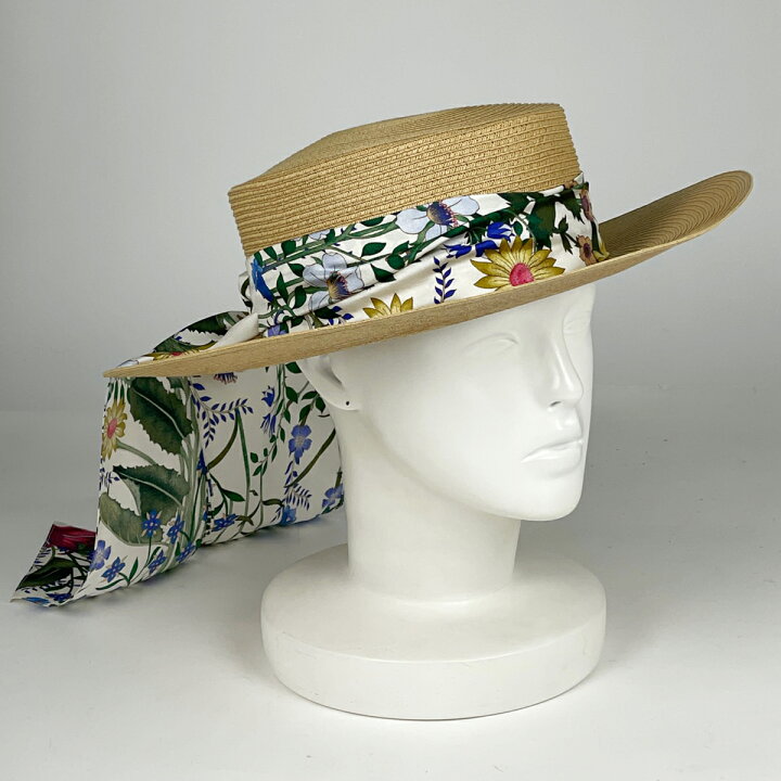 楽天市場】グッチ GUCCI 花柄リボン ハット 麦わら帽子 カンカン帽 