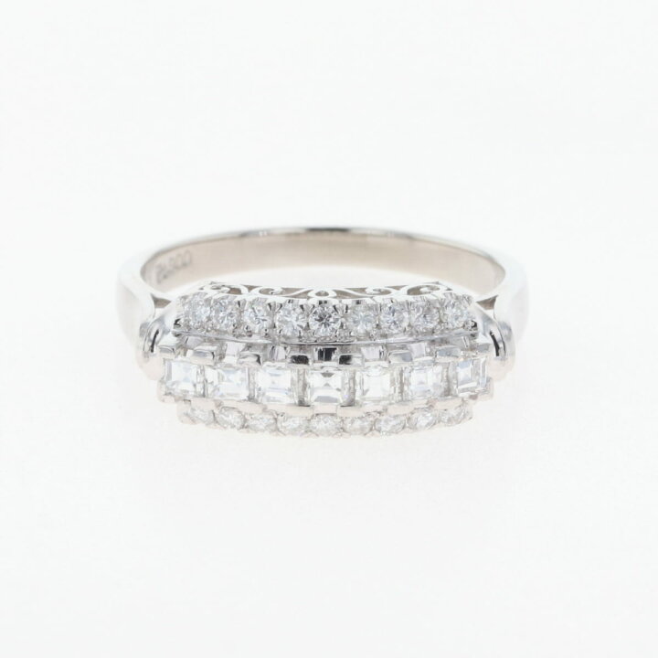 Pt900 メレダイヤ1.00ct クロス デザイン リング #12.5 【新宿店  