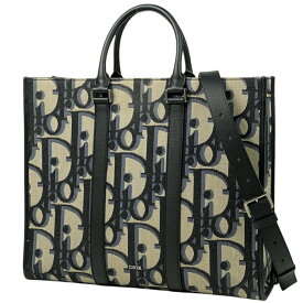クリスチャンディオール Christian Dior イーストウエスト トートバッグ オブリーク 2WAY ショルダーバッグ ハンドバッグ トートバッグ キャンバス ブラック ネイビー メンズ 【中古】