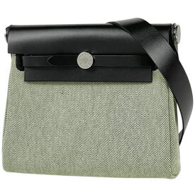 エルメス HERMES エールバッグ ジップ ミニ ルトゥルネ 斜め掛け ショルダーバッグ トワルアッシュ ヴェールモワイヤン ブラック レディース 【中古】