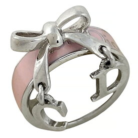 クリスチャンディオール Christian Dior リボンモチーフ リング ロゴ CD リング 10号 シルバーメッキ ピンク シルバー レディース 【中古】