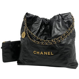シャネル CHANEL シャネル22 スモール ハンドバッグ チェーンショルダーバッグ ロゴ ココマーク 巾着型 ハンドバッグ レザー ブラック AS3260 レディース 【中古】