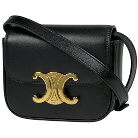 セリーヌ CELINE トリオンフ ミニ ショルダーバッグ 2WAY ポーチ ショルダーバッグ レザー ブラック レディース 【中古】