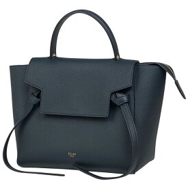 セリーヌ CELINE マイクロ ベルトバッグ 2WAY ショルダーバッグ ハンドバッグ レザー ネイビー レディース 【中古】