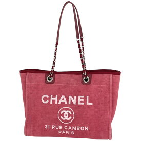 シャネル CHANEL ドーヴィルライン チェーン トートバッグ ココマーク ショルダーバッグ トートバッグ キャンバス レッド A67001 レディース 【中古】 msp29