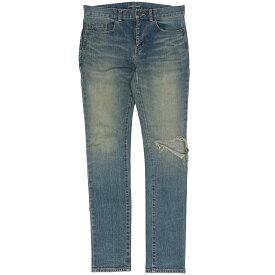 サンローラン SAINT LAURENT ロゴボタン デニムパンツ クラッシュ ダメージ スキニー ジーンズ ボトムス パンツ コットン ポリウレタン ブルー メンズ 【中古】 msp29