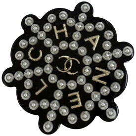 シャネル CHANEL ココマーク ブローチ ロゴ ブローチ プラスチック ブラック ゴールド レディース 【中古】
