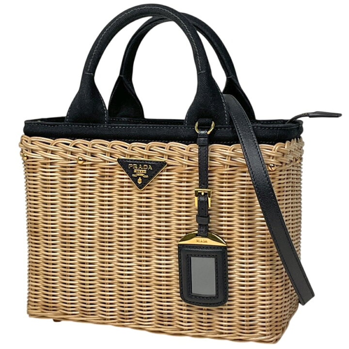楽天市場】プラダ PRADA ロゴプレート ハンドバッグ カゴバッグ 2WAY 