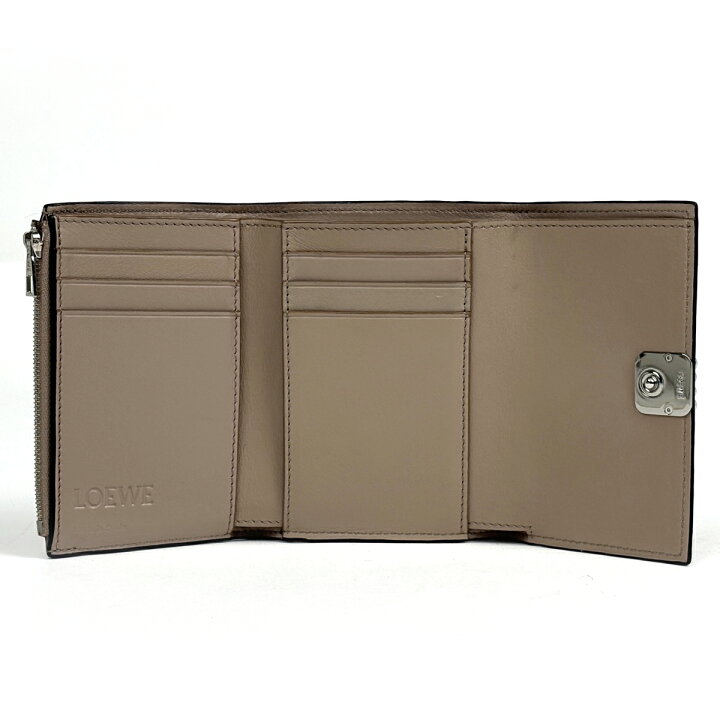 楽天市場】ロエベ LOEWE 三つ折り財布 アナグラム レザー グレージュ 