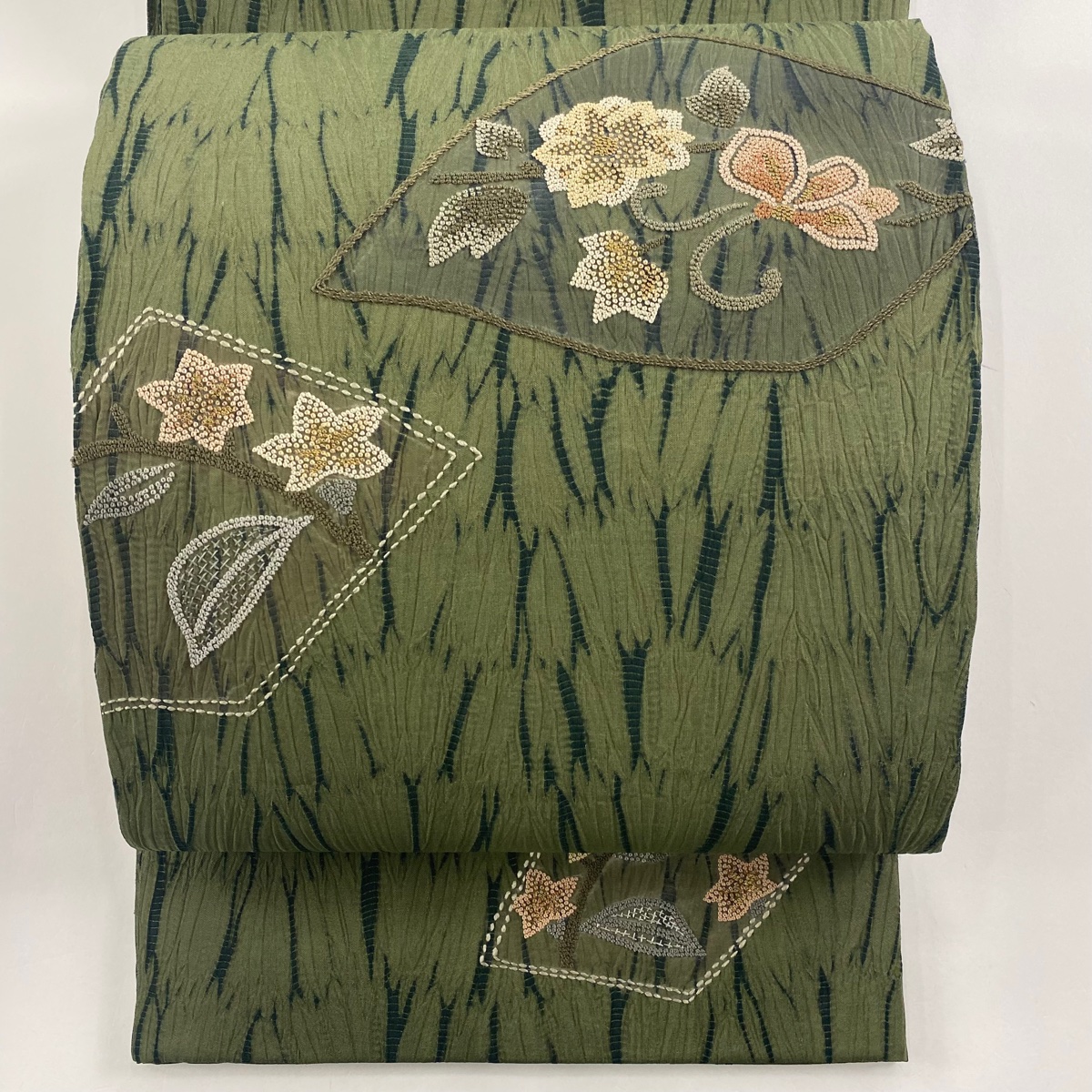 楽天市場】袋帯 美品 名品 ほていや 草花 幾何学模様 相良刺繍 金糸