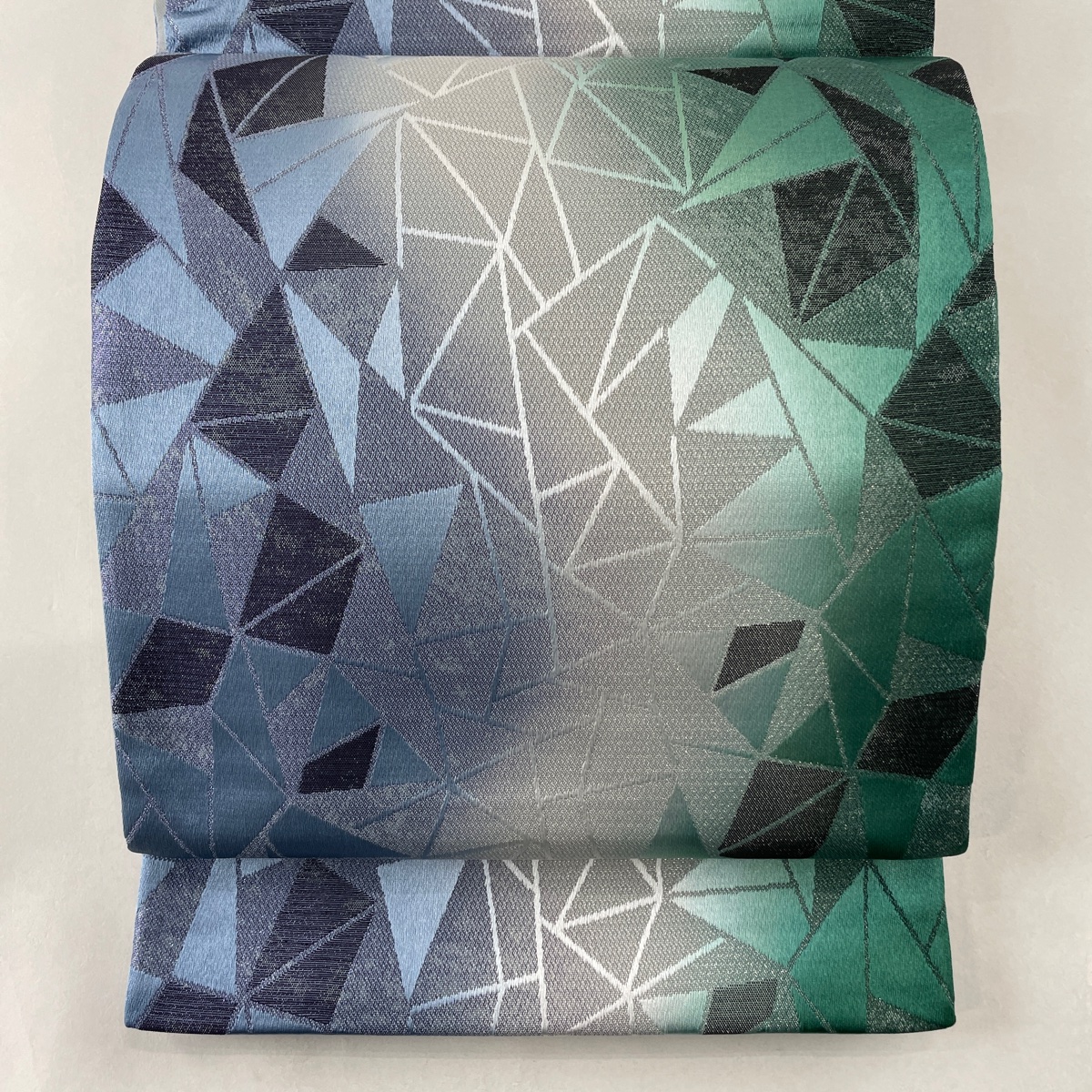 大きい割引 青紫 箔 幾何学 名品 袋帯 全通 【中古】 正絹 仕立て
