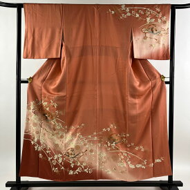 50％OFF 訪問着 身丈155cm 裄丈63cm S 袷 文箱 秋草 金彩 ぼかし ピンク 正絹 美品 秀品 【中古】 msp50