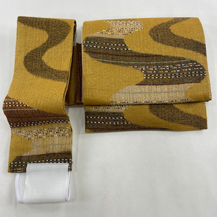 楽天市場】付け帯 美品 秀品 作り帯 やまと 流水 縞模様 銀通し 山吹 