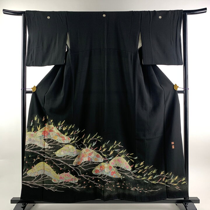 楽天市場】黒留袖 身丈157cm 裄丈63.5cm S 袷 百貫達雄 落款あり 松