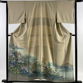 70％OFF 色留袖 身丈157cm 裄丈64cm M 袷 比翼なし 落款あり 建物 風景 ベージュ 正絹 美品 秀品 【中古】 msp70