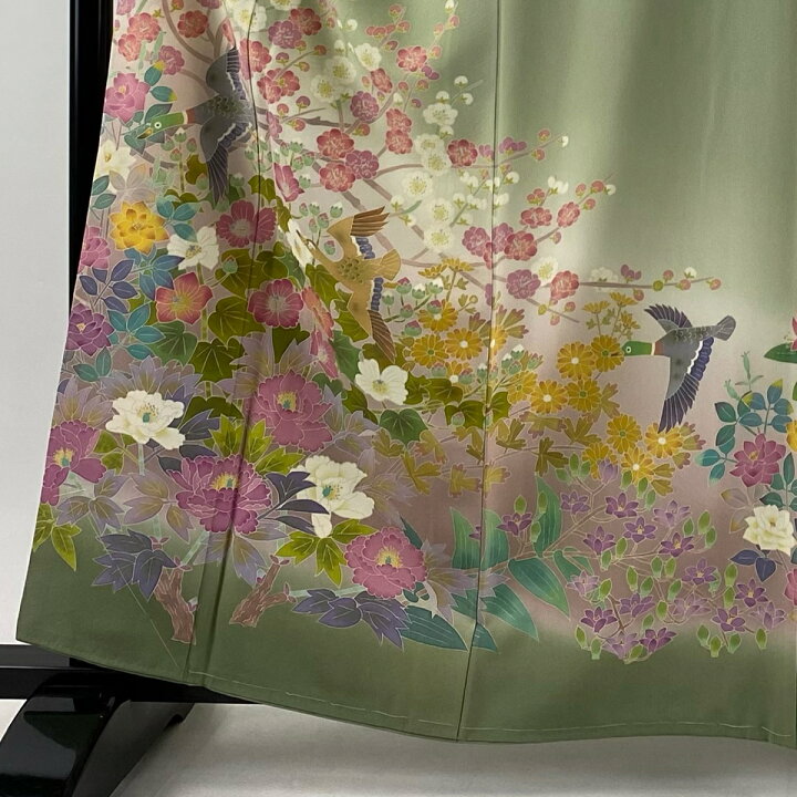 楽天市場】色留袖 身丈160.5cm 裄丈64cm M 袷 落款あり 草花 鳥 ぼかし 