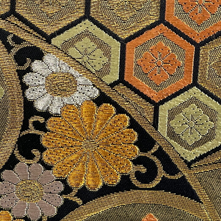 楽天市場】袋帯 美品 秀品 能衣瑞鳥花文 唐織 金銀糸 黒 六通 正絹 