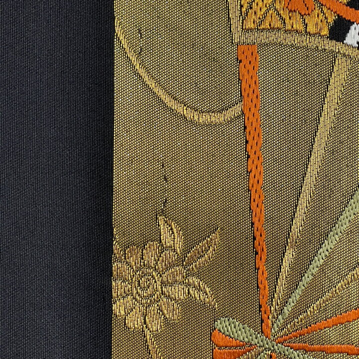 楽天市場】袋帯 美品 秀品 能衣瑞鳥花文 唐織 金銀糸 黒 六通 正絹 