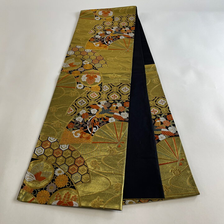 楽天市場】袋帯 美品 秀品 能衣瑞鳥花文 唐織 金銀糸 黒 六通 正絹 