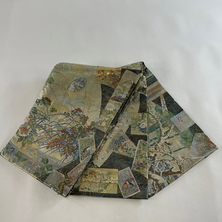 楽天市場】丸帯 美品 逸品 プラチナ本金箔壱阡八百口織 日本絵画全集 