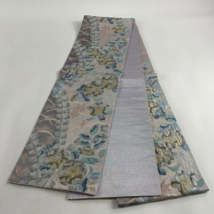 楽天市場】袋帯 美品 秀品 青海辻が花 紅葉 箔 ラメ箔 薄ピンク 六通 