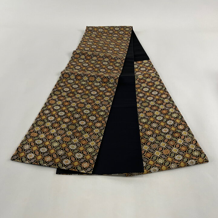 楽天市場】袋帯 美品 名品 鈴乃屋 七宝 金糸 箔 黒 六通 正絹 【中古 