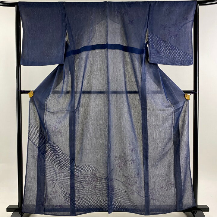 楽天市場】訪問着 身丈160.5cm 裄丈65cm M 紗絽袷 枝桜 青 正絹 美品  