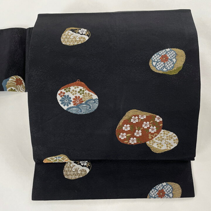 楽天市場】名古屋帯 秀品 貝合わせ 草花 黒 正絹 【中古】 : バイセル 