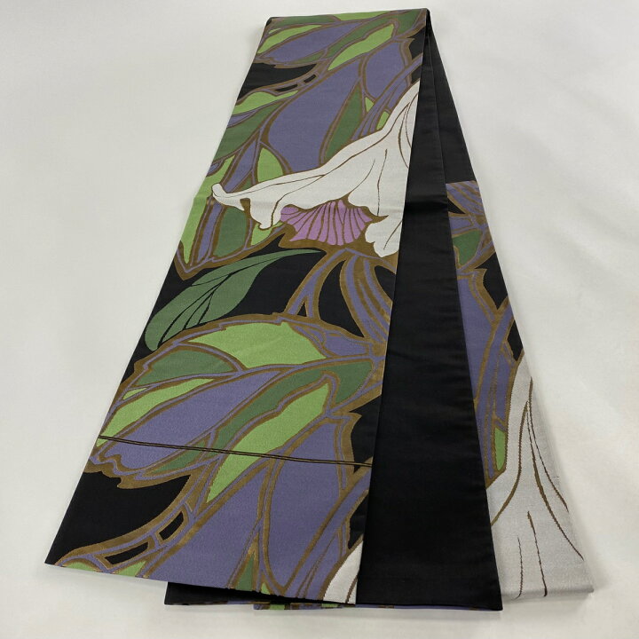 楽天市場】袋帯 美品 逸品 辻村ジュサブロー 落款あり 草花 箔 墨色 六  