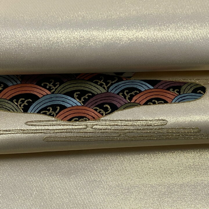 楽天市場】袋帯 美品 逸品 雪英導 御所車 草花 刺繍 金糸 金色 お太鼓  