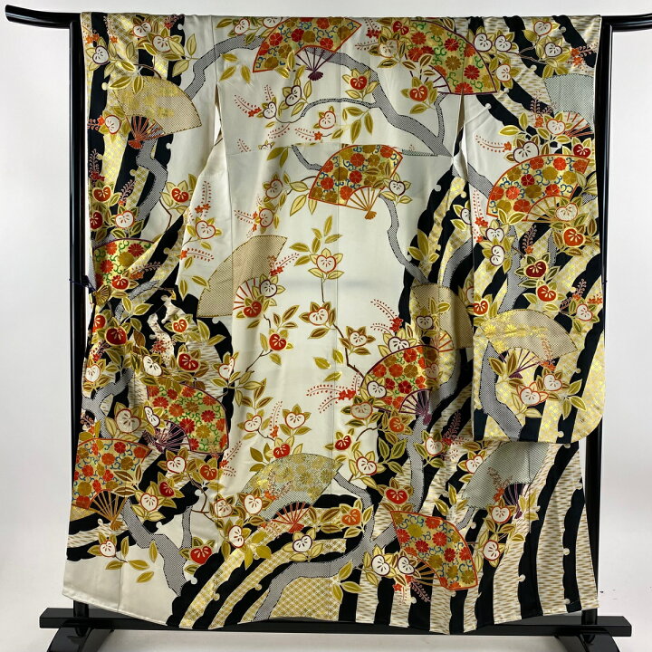 楽天市場】振袖 身丈156.5cm 裄丈64.5cm M 袷 千總 落款あり 扇 橘 